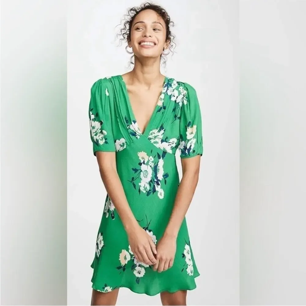 Free People Neon Garden green white floral dress size 0